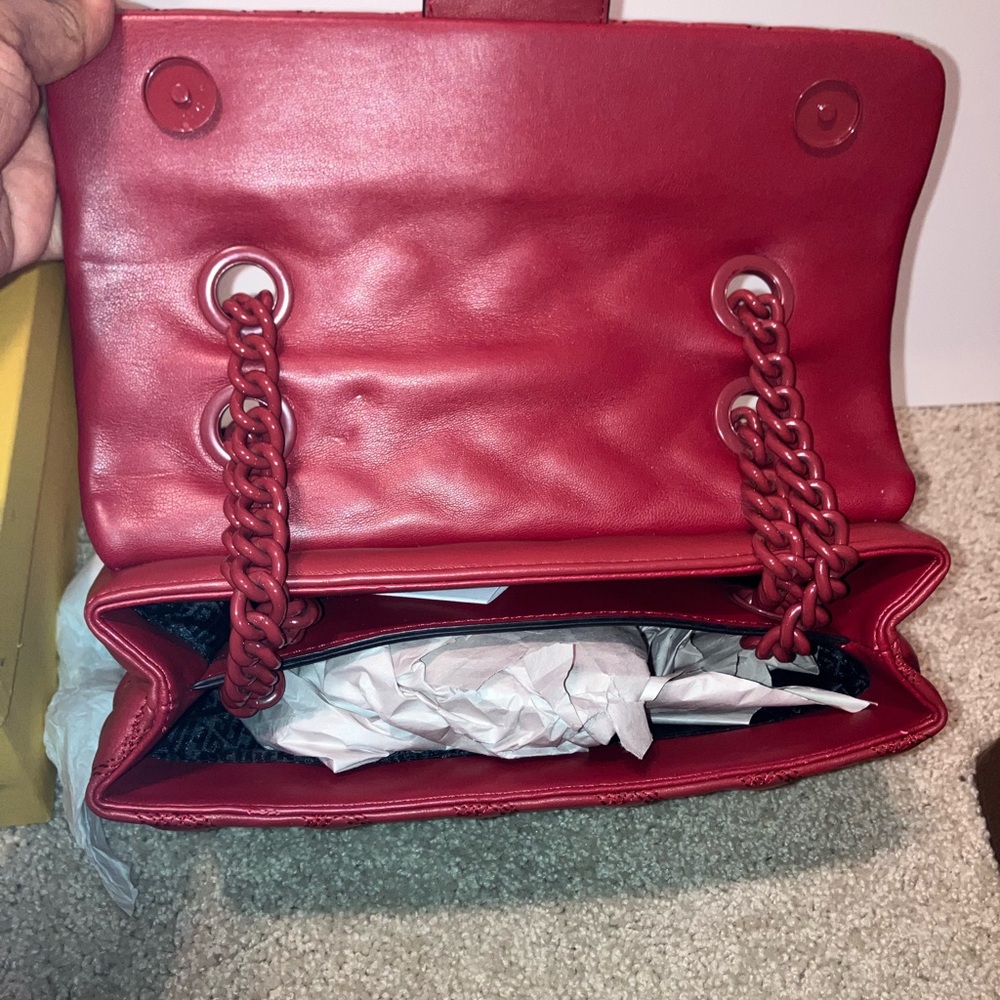Kurt Geiger Red Chain-Link Shoulder Bag